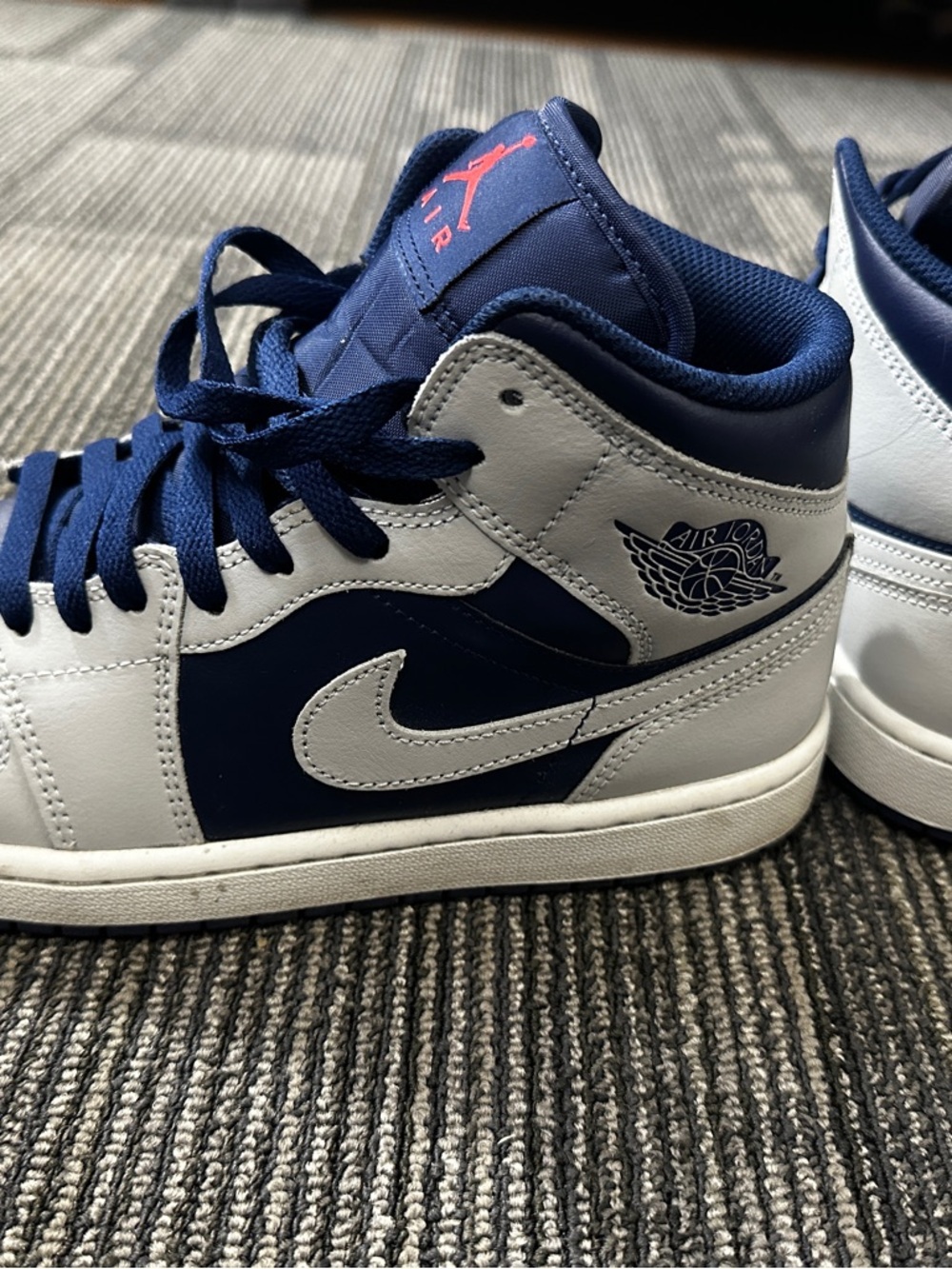 Jordan High-Top Sneakers - Navy, White with Red Jumpman - Picture 2 of 4